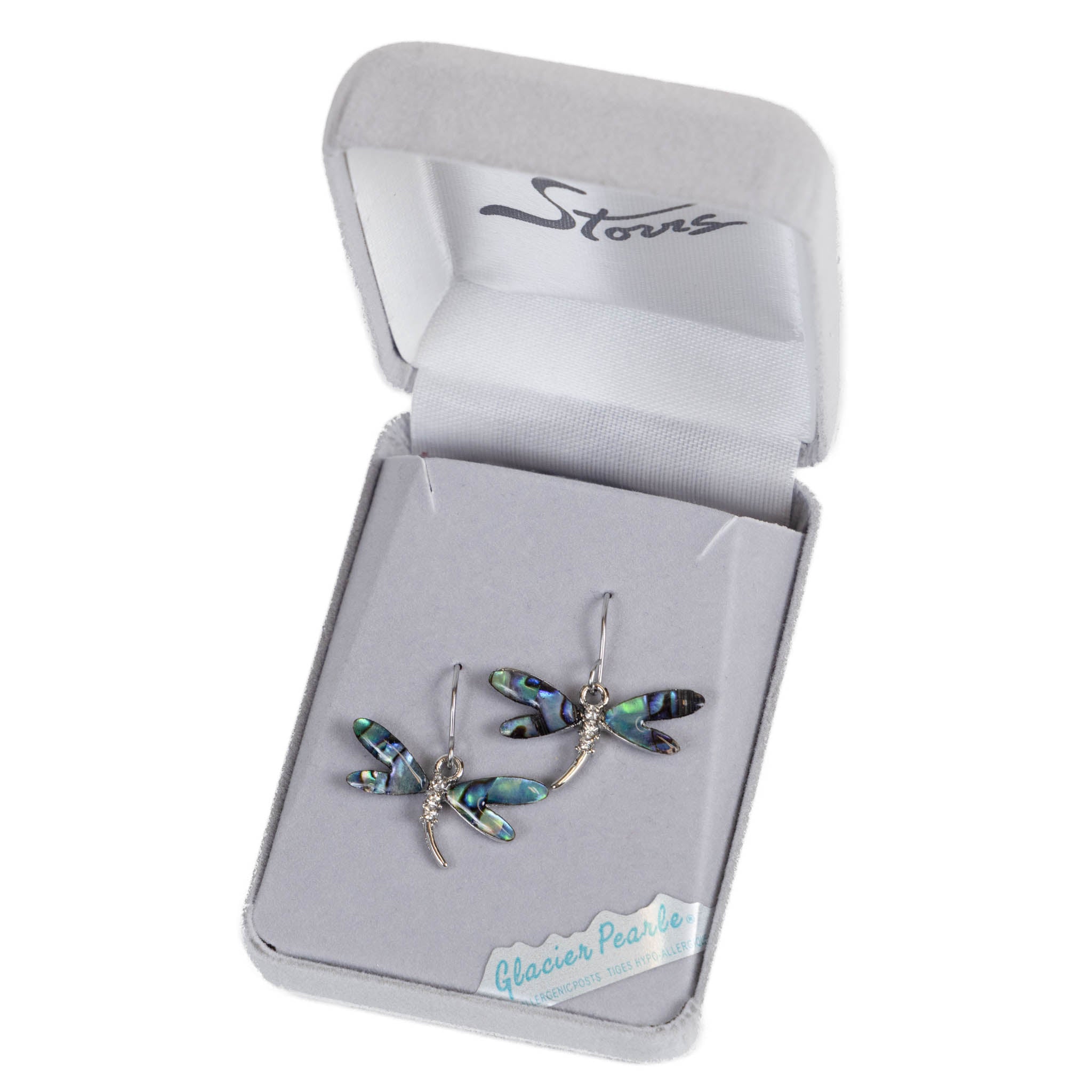 Glacier Pearle Abalone Dragonfly Earrings